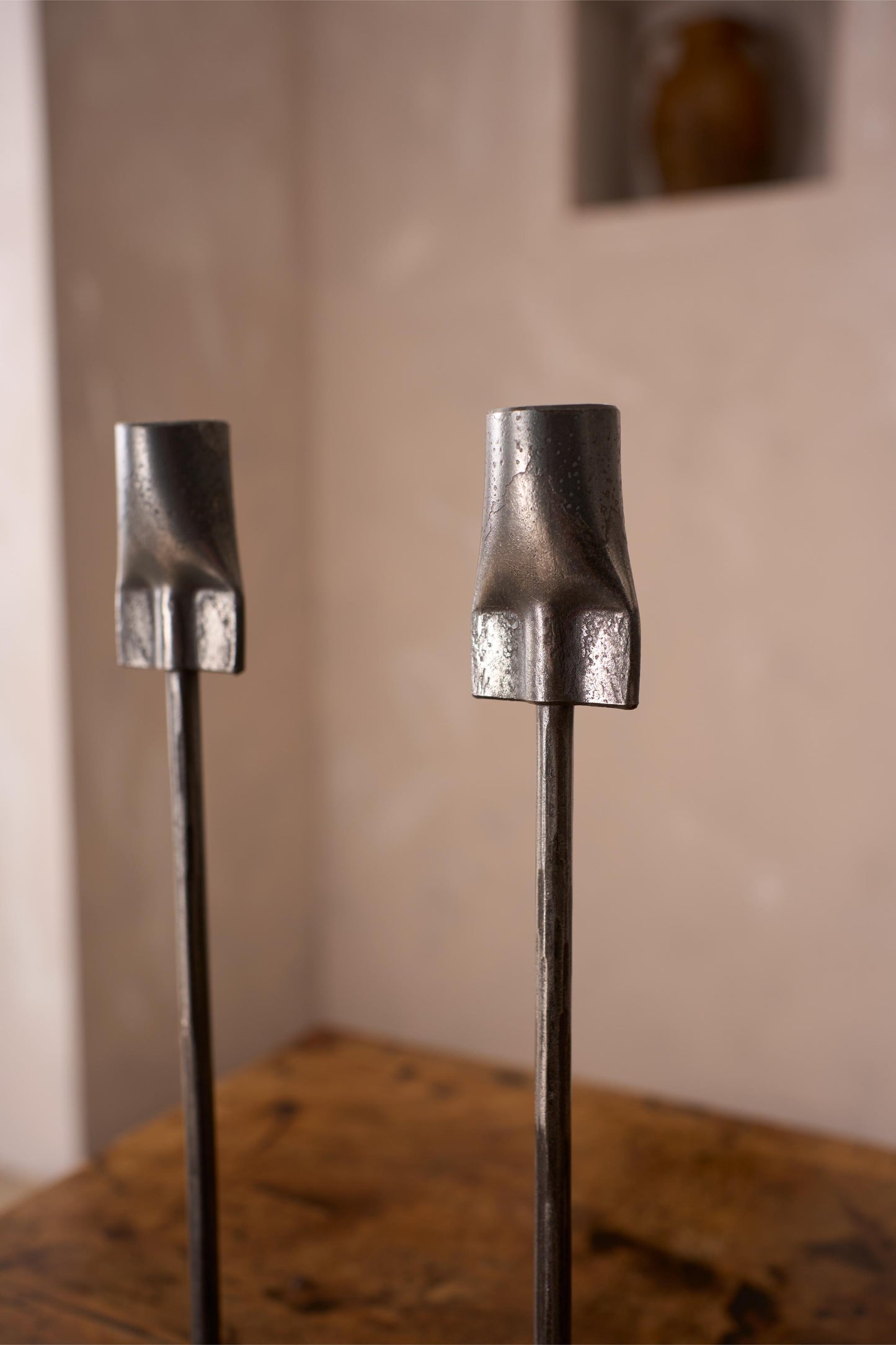 Yorkshire made Blacksmith forged steel candle sticks